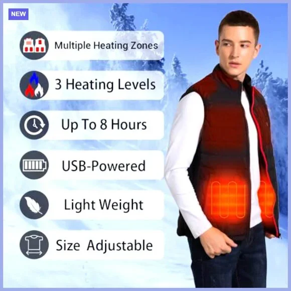 Heated Vest with 9 Heating Zones, Lightweight Electric Vest for Outdoor